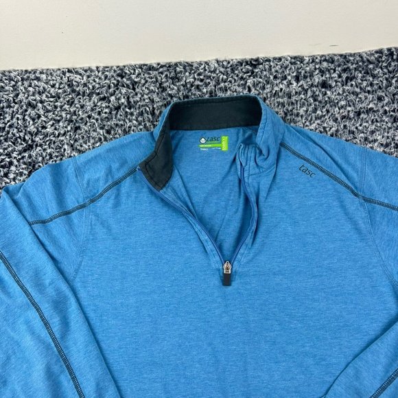 TASC 1/4 Zip Pullover Shirt Mens Small Blue Bamboo Lightweight Stretch Mock Neck - Picture 2 of 8